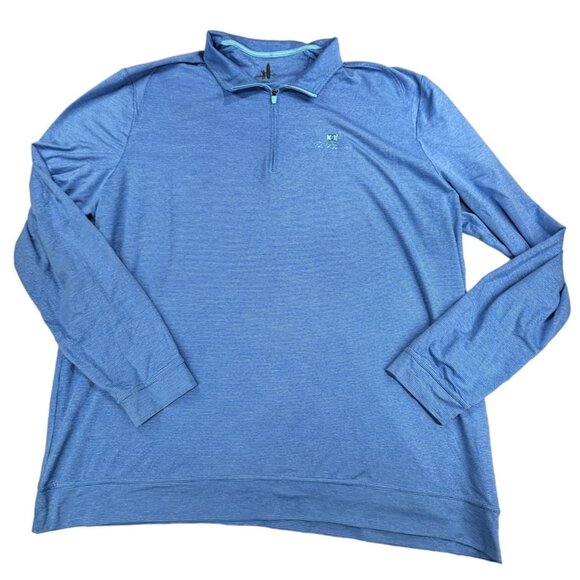 Johnnie-O Shirt Men's XXL Blue Striped Quarter-Zip Pullover Performance Golf - Picture 1 of 9